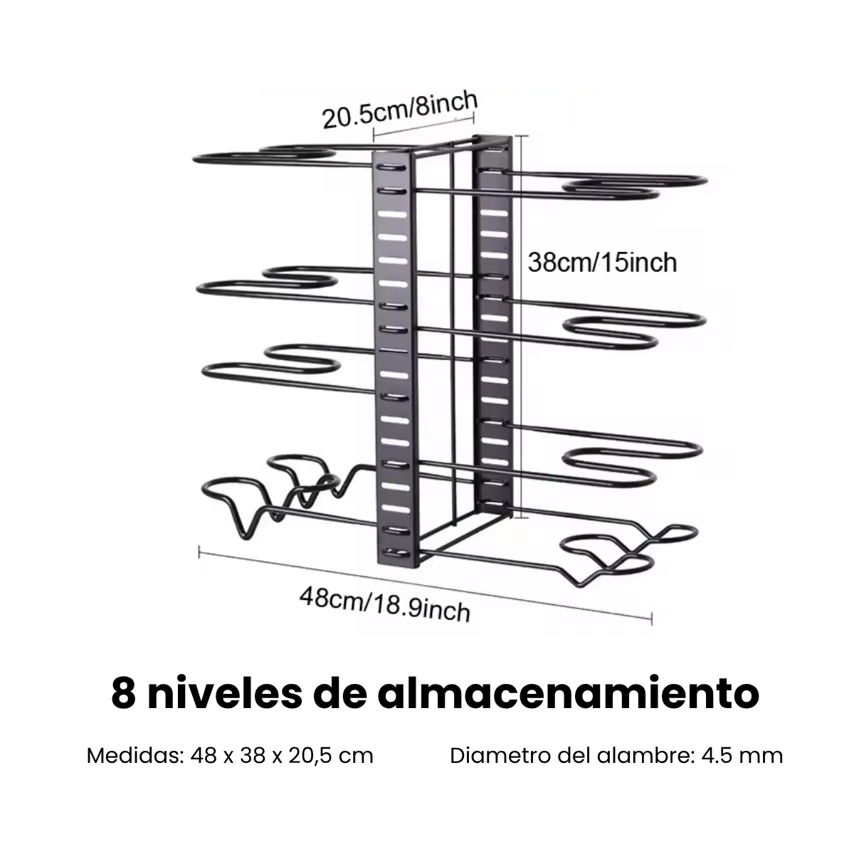 Combo organizador de ollas + organizador de tapas