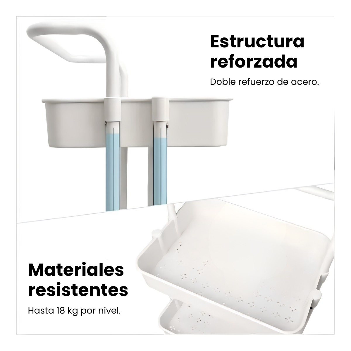 Carrito organizador de 3 niveles con ruedas