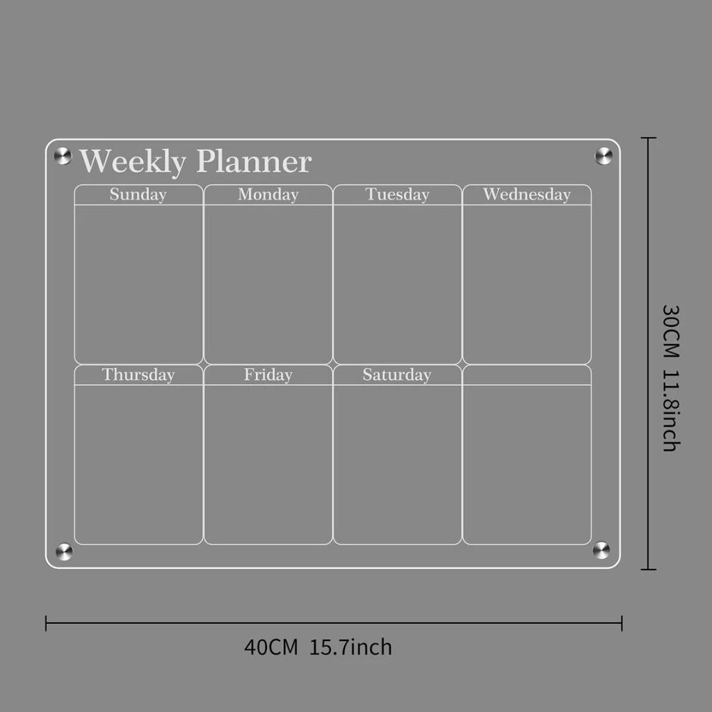 Tablero acrílico semanal magnético + Marcadores