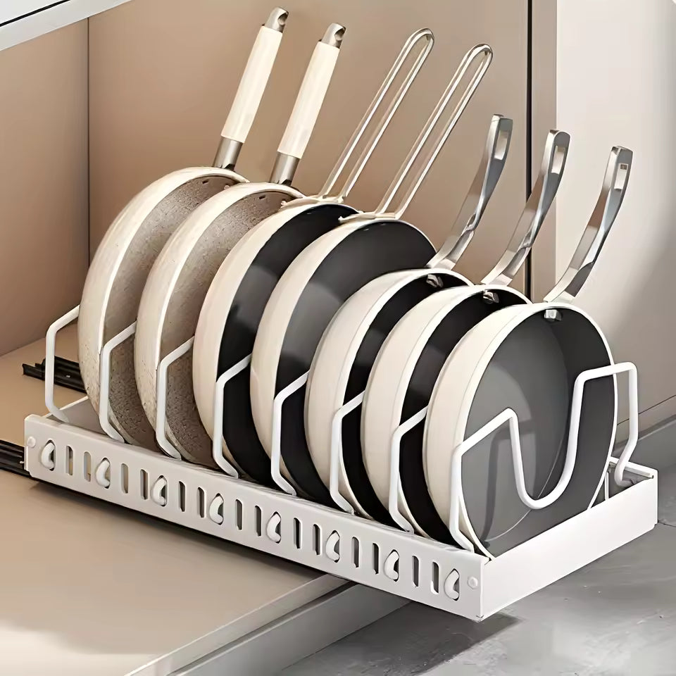 Combo organizador de ollas + organizador de tapas